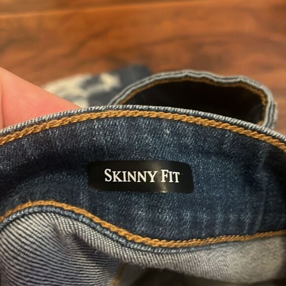 Judy Blue Skinny Fit Factory Distressed Ripped Blue Denim Raw Hem Jeans Boho - Picture 9 of 11